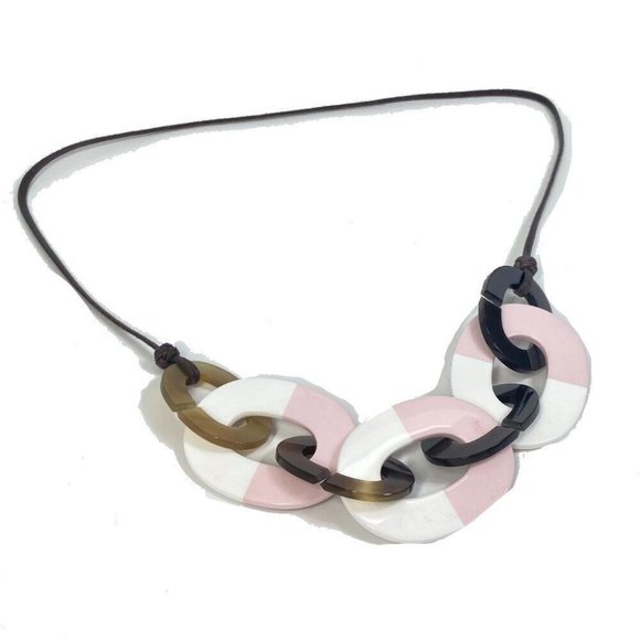 HERMES Accessories Dip Die Necklace Necklace Buffalo horn pink - Picture 1 of 9